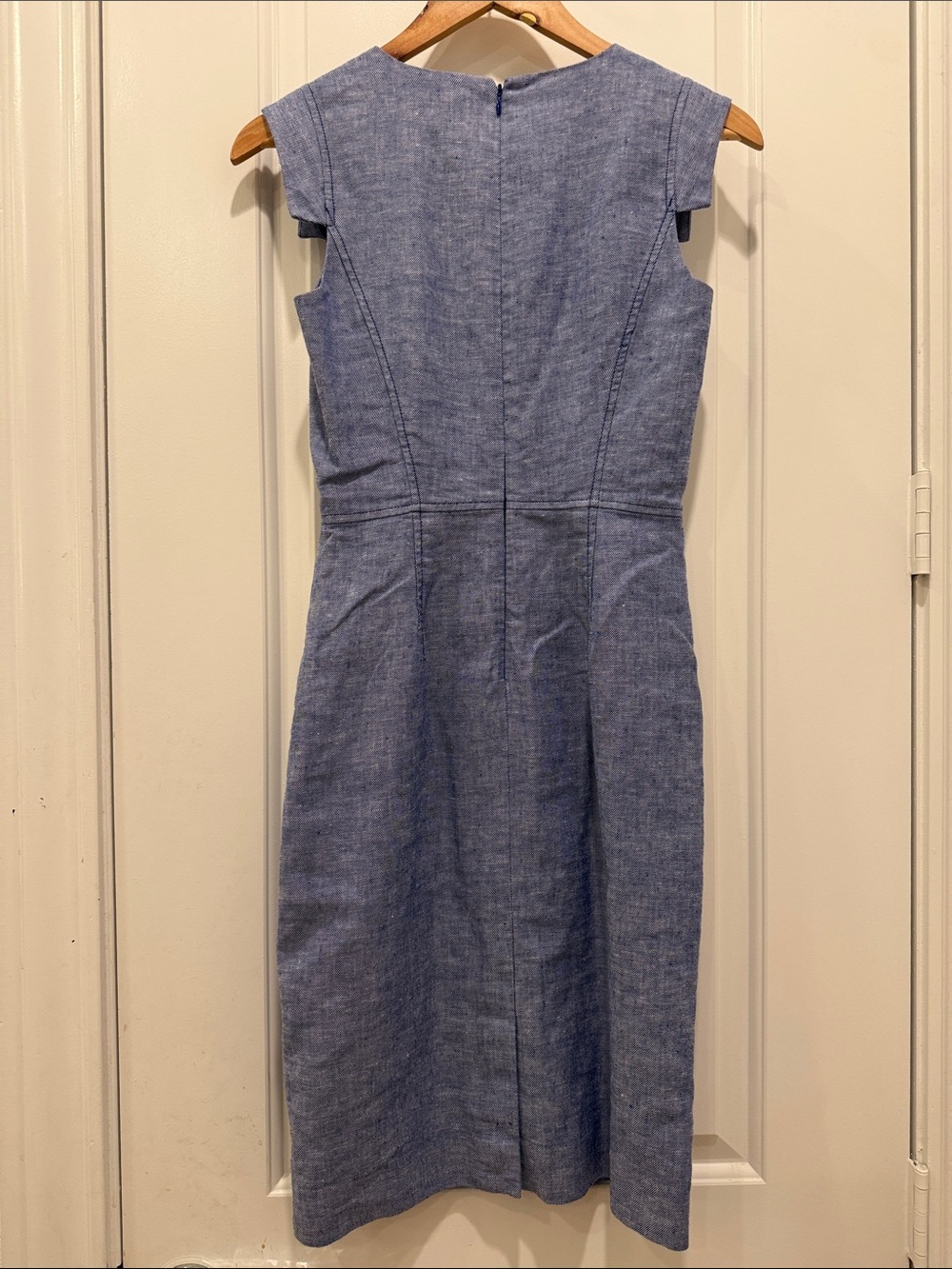 J. Crew Chambray Blue Sleeveless Midi Dress - Picture 4 of 10